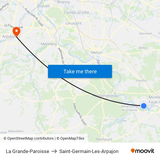 La Grande-Paroisse to Saint-Germain-Les-Arpajon map