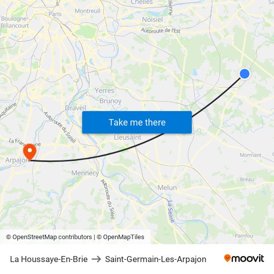 La Houssaye-En-Brie to Saint-Germain-Les-Arpajon map