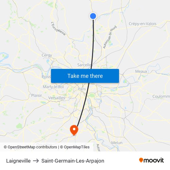 Laigneville to Saint-Germain-Les-Arpajon map