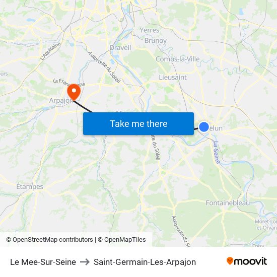 Le Mee-Sur-Seine to Saint-Germain-Les-Arpajon map