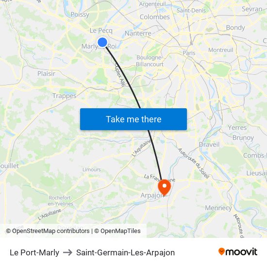 Le Port-Marly to Saint-Germain-Les-Arpajon map