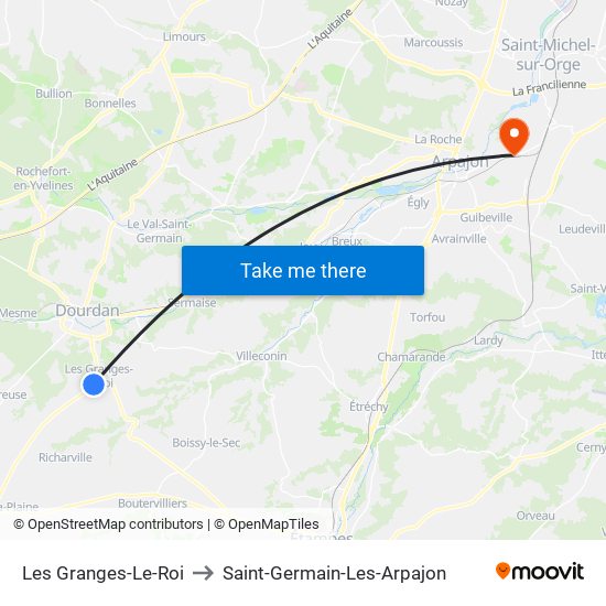 Les Granges-Le-Roi to Saint-Germain-Les-Arpajon map