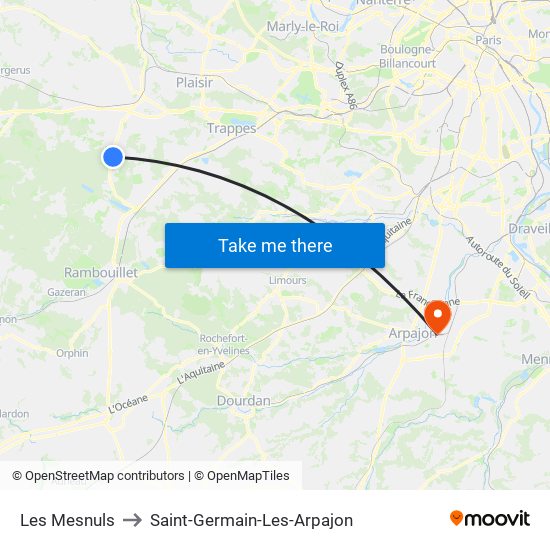 Les Mesnuls to Saint-Germain-Les-Arpajon map