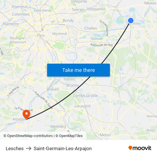 Lesches to Saint-Germain-Les-Arpajon map