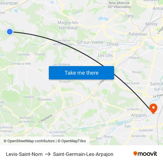 Levis-Saint-Nom to Saint-Germain-Les-Arpajon map