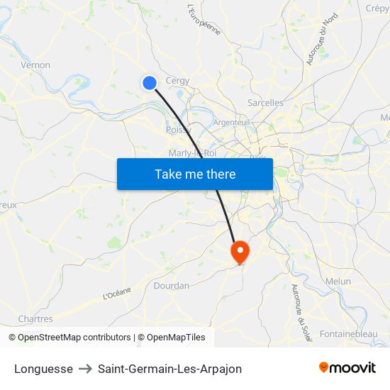 Longuesse to Saint-Germain-Les-Arpajon map