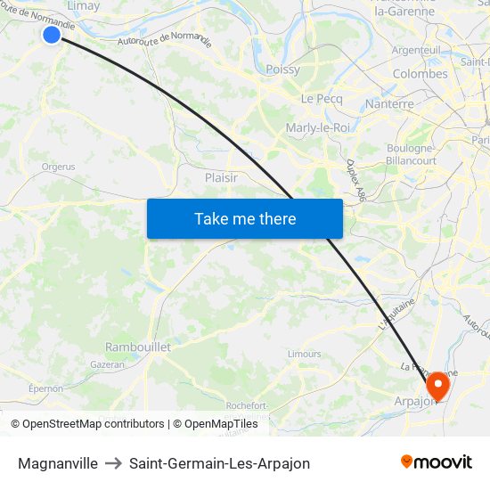 Magnanville to Saint-Germain-Les-Arpajon map