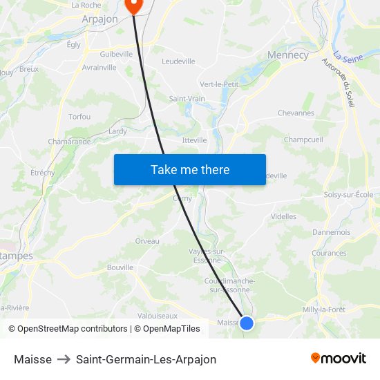 Maisse to Saint-Germain-Les-Arpajon map