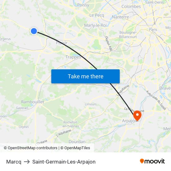 Marcq to Saint-Germain-Les-Arpajon map
