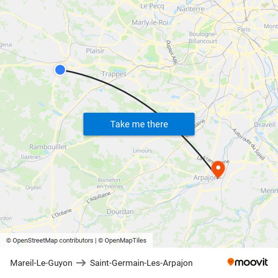 Mareil-Le-Guyon to Saint-Germain-Les-Arpajon map