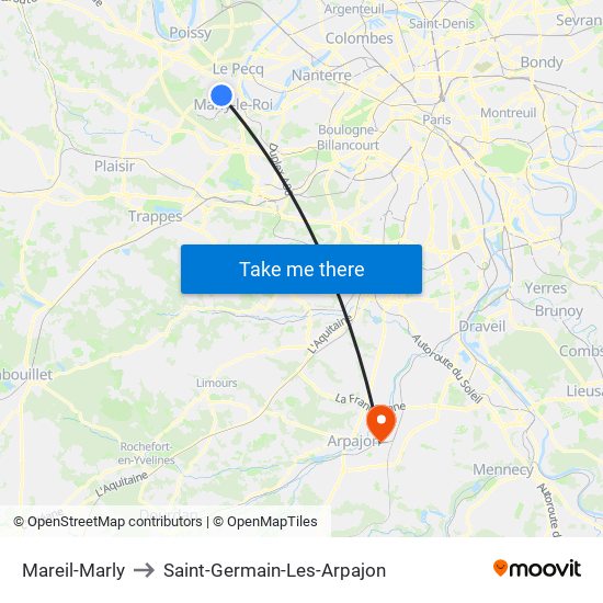 Mareil-Marly to Saint-Germain-Les-Arpajon map