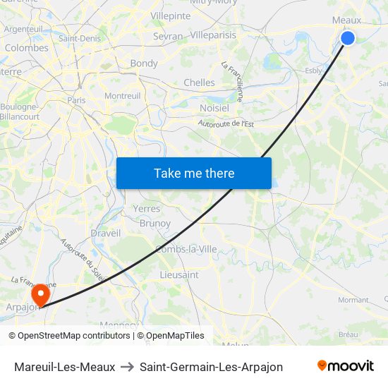Mareuil-Les-Meaux to Saint-Germain-Les-Arpajon map