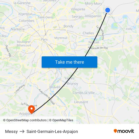 Messy to Saint-Germain-Les-Arpajon map