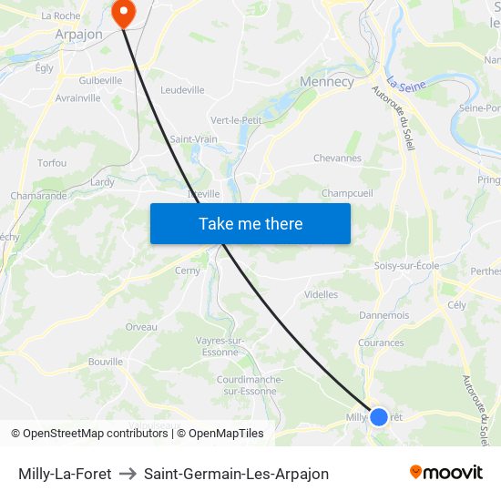 Milly-La-Foret to Saint-Germain-Les-Arpajon map