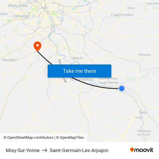 Misy-Sur-Yonne to Saint-Germain-Les-Arpajon map