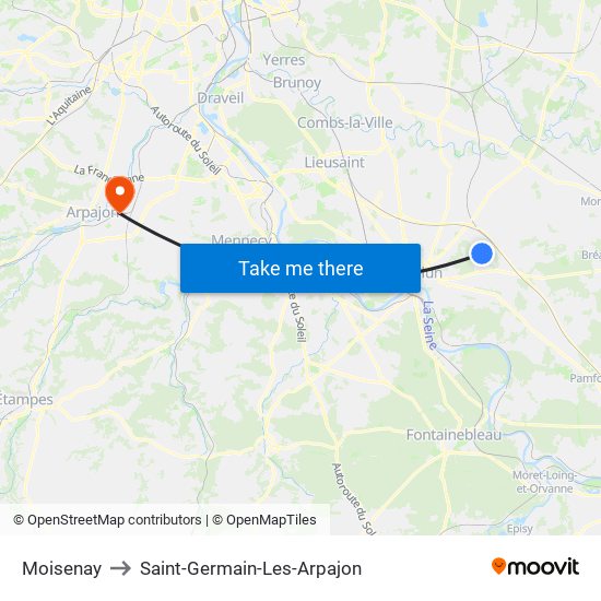 Moisenay to Saint-Germain-Les-Arpajon map