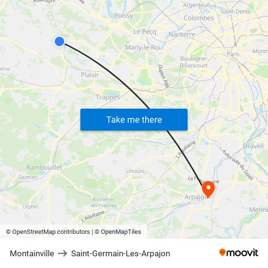 Montainville to Saint-Germain-Les-Arpajon map