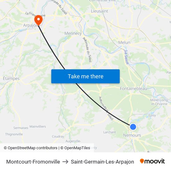 Montcourt-Fromonville to Saint-Germain-Les-Arpajon map