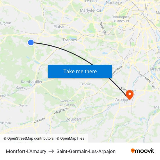 Montfort-L'Amaury to Saint-Germain-Les-Arpajon map