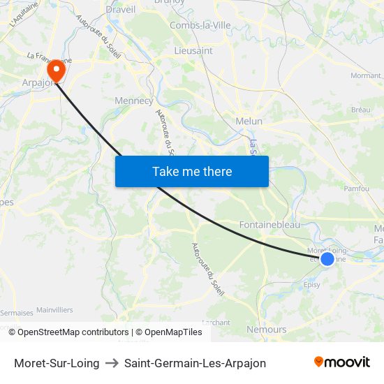 Moret-Sur-Loing to Saint-Germain-Les-Arpajon map