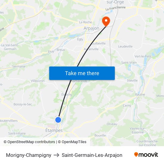 Morigny-Champigny to Saint-Germain-Les-Arpajon map
