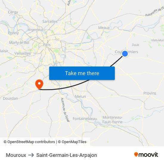 Mouroux to Saint-Germain-Les-Arpajon map