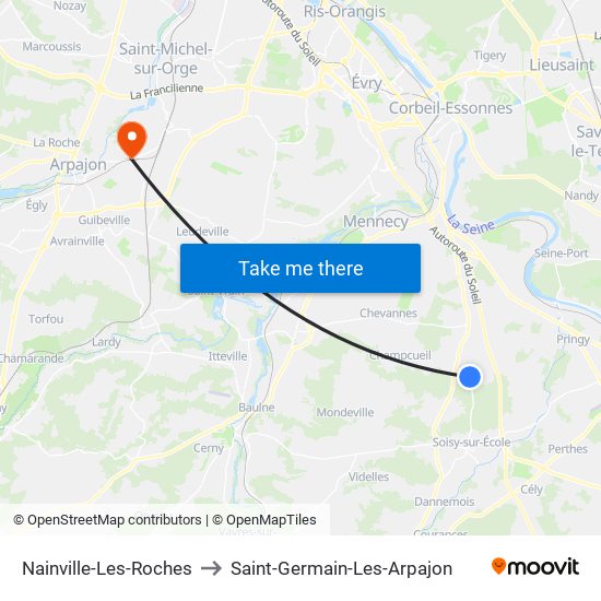 Nainville-Les-Roches to Saint-Germain-Les-Arpajon map