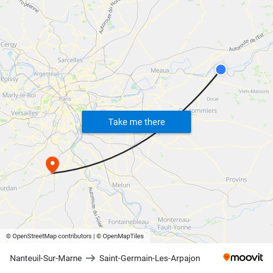 Nanteuil-Sur-Marne to Saint-Germain-Les-Arpajon map