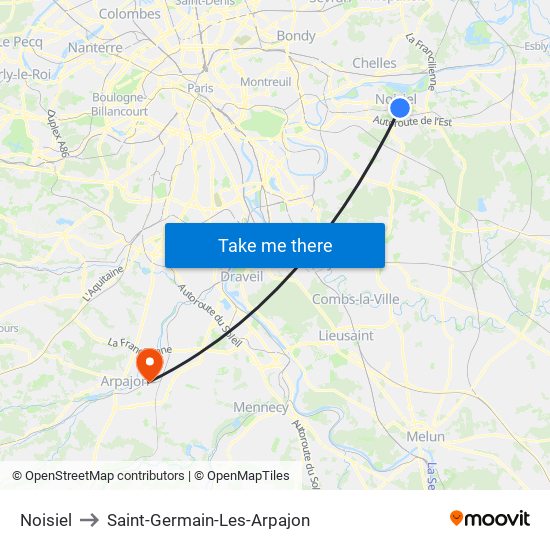 Noisiel to Saint-Germain-Les-Arpajon map