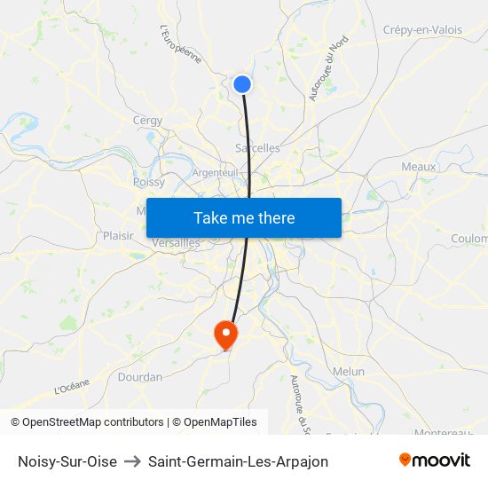 Noisy-Sur-Oise to Saint-Germain-Les-Arpajon map