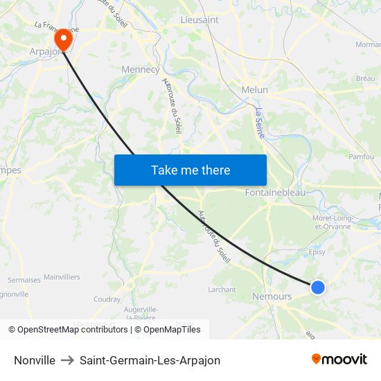 Nonville to Saint-Germain-Les-Arpajon map