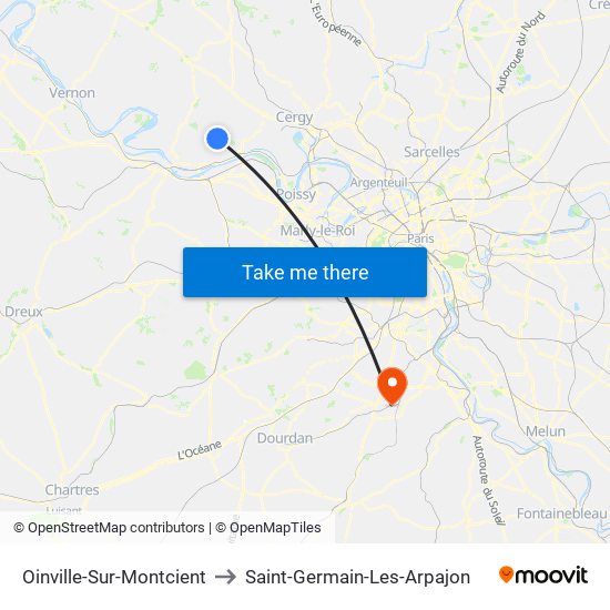 Oinville-Sur-Montcient to Saint-Germain-Les-Arpajon map