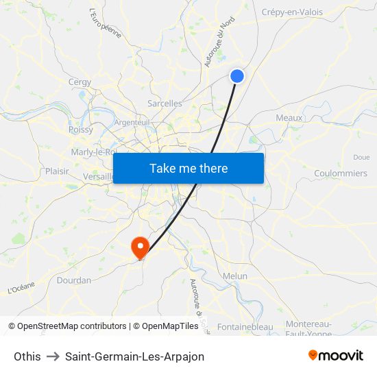 Othis to Saint-Germain-Les-Arpajon map