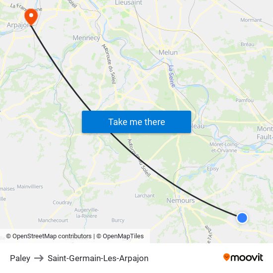 Paley to Saint-Germain-Les-Arpajon map