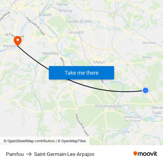 Pamfou to Saint-Germain-Les-Arpajon map