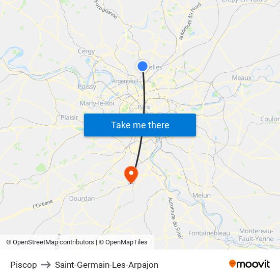 Piscop to Saint-Germain-Les-Arpajon map