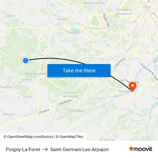 Poigny-La-Foret to Saint-Germain-Les-Arpajon map