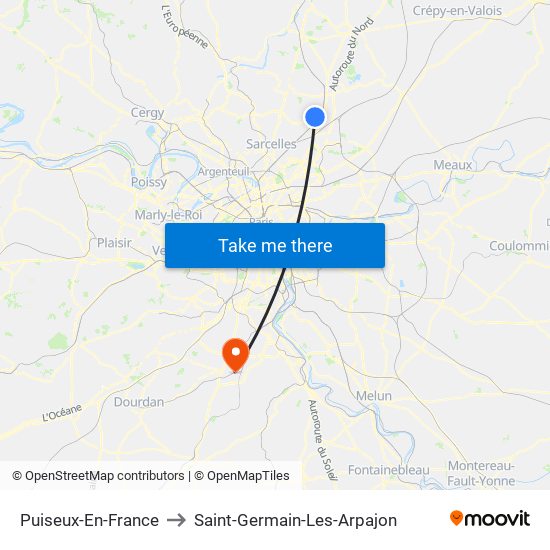 Puiseux-En-France to Saint-Germain-Les-Arpajon map