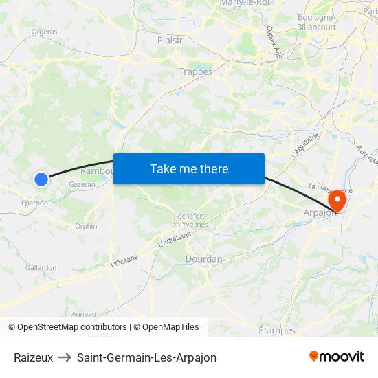 Raizeux to Saint-Germain-Les-Arpajon map