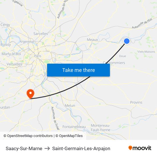 Saacy-Sur-Marne to Saint-Germain-Les-Arpajon map