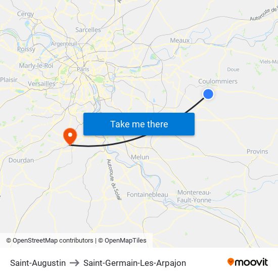 Saint-Augustin to Saint-Germain-Les-Arpajon map