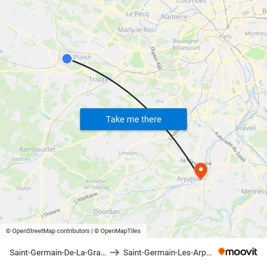Saint-Germain-De-La-Grange to Saint-Germain-Les-Arpajon map