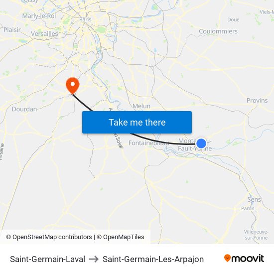 Saint-Germain-Laval to Saint-Germain-Les-Arpajon map
