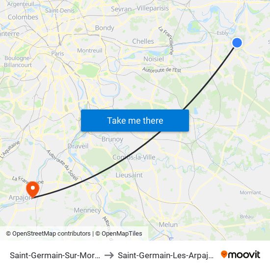 Saint-Germain-Sur-Morin to Saint-Germain-Les-Arpajon map