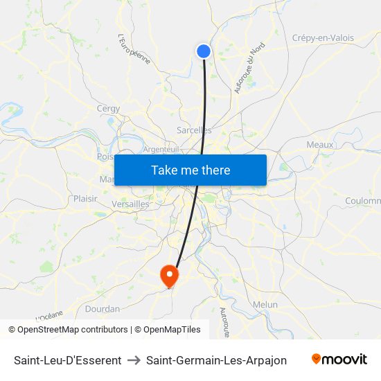 Saint-Leu-D'Esserent to Saint-Germain-Les-Arpajon map