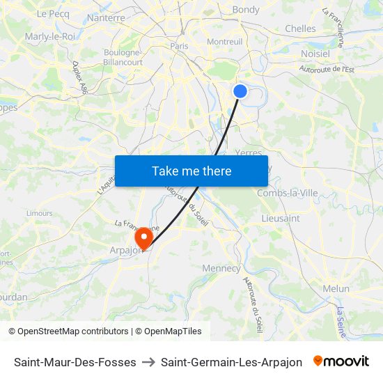 Saint-Maur-Des-Fosses to Saint-Germain-Les-Arpajon map