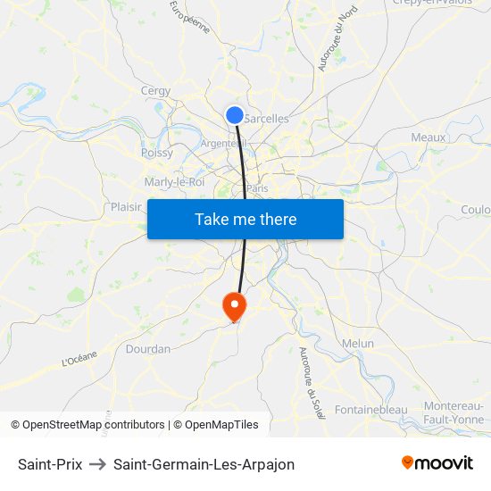 Saint-Prix to Saint-Germain-Les-Arpajon map