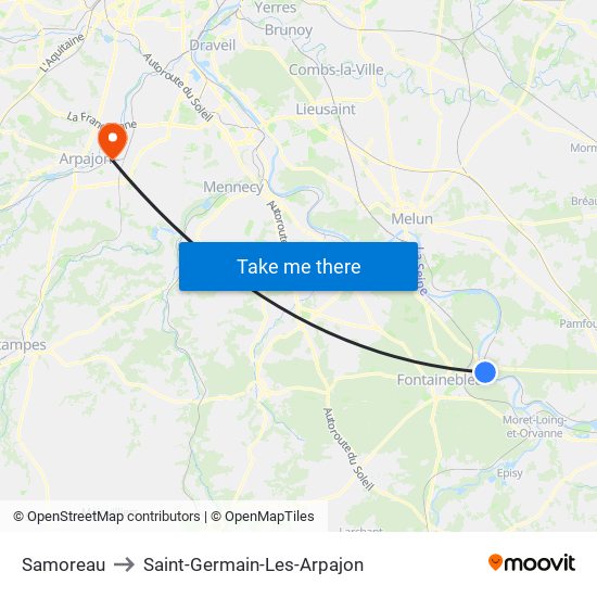 Samoreau to Saint-Germain-Les-Arpajon map