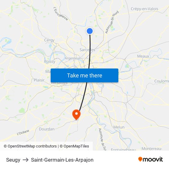 Seugy to Saint-Germain-Les-Arpajon map