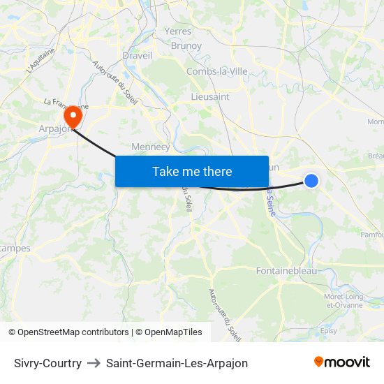 Sivry-Courtry to Saint-Germain-Les-Arpajon map